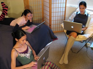Girls on computer